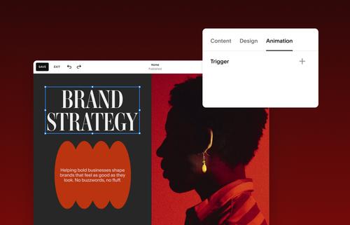 Screens showcasing block animation tools that add motion effects to website sections for a more dynamic design.
