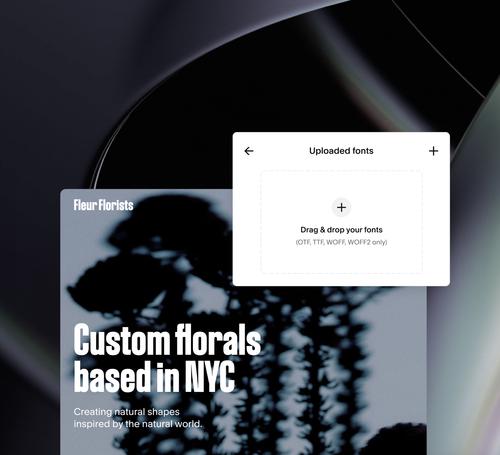 Webpage with font uploader UI on top