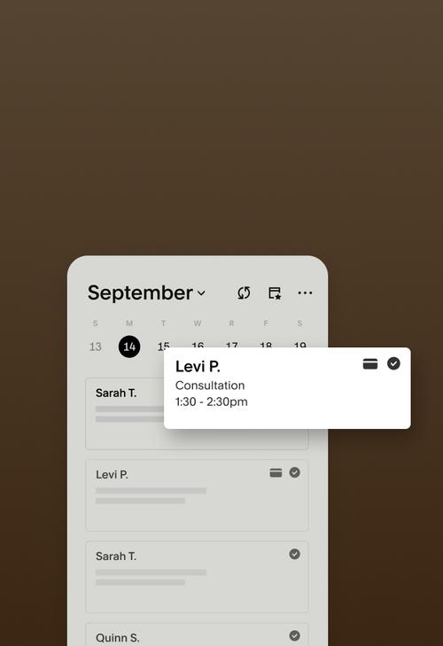 Calendar interface displaying a scheduled consultation.